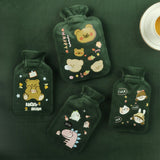 Winter Warmer Bottle Hot Water Hand Warmer Solid Color Thickened Flannel PVC Silicone Rubber Hot Water Bottle Home Accessories