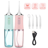Portable Oral Irrigator Dental Water Flosser USB Rechargeable Water Floss 1400rpm 3 Modes 220ml Oral Hygiene Teeth Cleaner 4 Jet