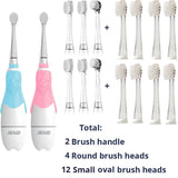 Seago Children Sonic Electric Toothbrush Battery Power LED Light Smart Timer Waterproof IPX7 Replaceable Dupont Brush Head SG513