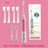 Seago Electric Toothbrush For Kids Colorful LED Flashlight 16000 Strokes Frequency Dupont Bristle 2 Heads Time Sonic Vibration