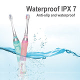 Seago Electric Toothbrush For Kids Colorful LED Flashlight 16000 Strokes Frequency Dupont Bristle 2 Heads Time Sonic Vibration