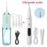 Oral Irrigator Portable Dental Water Flosser USB Rechargeable Water Jet Floss Tooth Pick 4 Jet Tip 220ml 3 Modes IPX7 1400rpm
