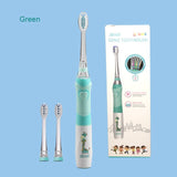 Seago Electric Toothbrush For Kids Colorful LED Flashlight 16000 Strokes Frequency Dupont Bristle 2 Heads Time Sonic Vibration