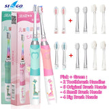 SEAGO Children Electric Sonic Toothbrush Powered Waterproof for 3-12 Ages Kids LED Light Smart Timer with Replacement Brush Head