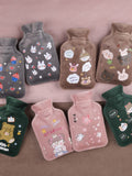 Winter Warmer Bottle Hot Water Hand Warmer Solid Color Thickened Flannel PVC Silicone Rubber Hot Water Bottle Home Accessories
