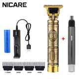 NICARE Hair Clipper Electric Clipper Men Buddha Head Carving Oil Headscissor Professional Hair Trimmer Haircut Nose Hair Cutting