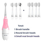 Seago Children Sonic Electric Toothbrush Battery Power LED Light Smart Timer Waterproof IPX7 Replaceable Dupont Brush Head SG513