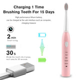 Super Sonic Electric Toothbrush for Adults Kid Smart Timer Whitening IPX7 Waterproof USB Charging with 3 Replaceable Brush Heads