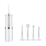 Portable Oral Irrigator USB Rechargeable Water Flosser Dental Water Jet 200ML Water Tank 3 Work Models Teeth Cleaner 4 Nozzles