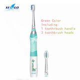 Seago Electric Toothbrush For Kids Colorful LED Flashlight 16000 Strokes Frequency Dupont Bristle 2 Heads Time Sonic Vibration