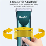 Professional Hair Clipper Men's Barber Beard Trimmer Rechargeable Ceramic Blade Hair Cutting Machine Low Noise Adult Kid Haircut