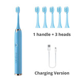 Ultrasonic Electric Toothbrush Wireless Charging for Adult IPX7 Waterproof Replacement Heads Whitening Teeth Timer Smart Brush