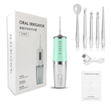Portable Oral Irrigator With Travel Bag Water Flosser USB Rechargeable 5 Nozzles Water Jet 240ml Water Tank Waterproof