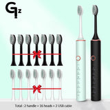 New 2022 N100 Sonic Electric Toothbrush Adult Timer Brush 6 Mode USB Charger Rechargeable Tooth Brushes Replacement Heads Set