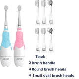 Seago Children Sonic Electric Toothbrush Battery Power LED Light Smart Timer Waterproof IPX7 Replaceable Dupont Brush Head SG513