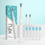 XFU Seago Electric Toothbrush Sonic Adult Battery Teeth Brush Holder with 3 Replacement Brush Heads Waterproof IPX7 Smart Time