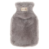 Winter Hot Water Bottles with Pure Natural Rubber Cosy Fluffy Plush Faux Fur Grey Cover for Back, Neck, Waist,Hand, Bed Warm