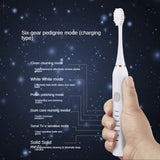 Sonic Electric Toothbrush for Adults Kid 6 Mode Smart Timer Whitening Tooth Brushes IPX7 Waterproof USB Charger Replaceable Head