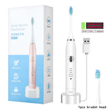 Sonic Electric Toothbrush for Adults 6 Mode Smart Timer Whitening Tooth Brushes IPX7 Waterproof USB Charger 3 Replaceable Head