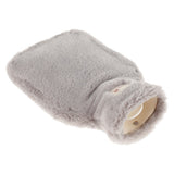 Winter Hot Water Bottles with Pure Natural Rubber Cosy Fluffy Plush Faux Fur Grey Cover for Back, Neck, Waist,Hand, Bed Warm