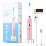 Sonic Electric Toothbrush for Adults 6 Mode Smart Timer Whitening Tooth Brushes IPX7 Waterproof USB Charger 3 Replaceable Head