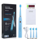 Sonic Electric Toothbrush for Adults 6 Mode Smart Timer Whitening Tooth Brushes IPX7 Waterproof USB Charger 3 Replaceable Head