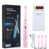 Sonic Electric Toothbrush for Adults 6 Mode Smart Timer Whitening Tooth Brushes IPX7 Waterproof USB Charger 3 Replaceable Head