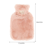 Winter Hot Water Bottles with Pure Natural Rubber Cosy Fluffy Plush Faux Fur Grey Cover for Back, Neck, Waist,Hand, Bed Warm