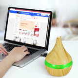 Ultrasonic Air Humidifiers 300ML Mini USB Electric Aroma Diffuser Mist Wood Grain Oil Aromatherapy 7 Color Light For Home Office