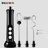 Portable Electric Milk Frother 3 In 1 Rechargeable Foam Maker Handheld Foamer Home High Speeds Drink Mixer Coffee Frothing Wand