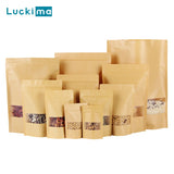 Resealable Kraft Paper Zipper Bags for Nuts Coffee Bean Snacks Tea Gift Transparent Window Waterproof Heat Seal Food Storage Bag