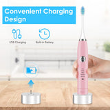 Sonic Electric Toothbrush for Adults 6 Mode Smart Timer Whitening Tooth Brushes IPX7 Waterproof USB Charger 3 Replaceable Head