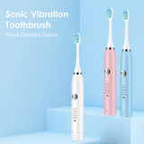 Sonic Electric Toothbrush for Adults 6 Mode Smart Timer Whitening Tooth Brushes IPX7 Waterproof USB Charger 3 Replaceable Head