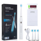 Sonic Electric Toothbrush for Adults 6 Mode Smart Timer Whitening Tooth Brushes IPX7 Waterproof USB Charger 3 Replaceable Head