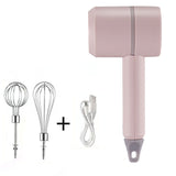 USB 2 In 1 Wireless Electric Garlic Chopper Masher Whisk Egg Beater 3-Speed Control with 2 Mixing Rods Kitchen Handheld Frother