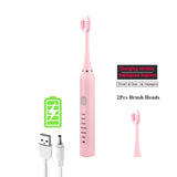 Sonic Electric Toothbrush for Adults Kid 6 Mode Smart Timer Whitening Tooth Brushes IPX7 Waterproof USB Charger Replaceable Head