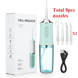 Oral Irrigator Portable Dental Water Flosser USB Rechargeable Water Jet Floss Tooth Pick 4 Jet Tip 220ml 3 Modes IPX7 1400rpm