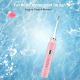 Sonic Electric Toothbrush for Adults 6 Mode Smart Timer Whitening Tooth Brushes IPX7 Waterproof USB Charger 3 Replaceable Head