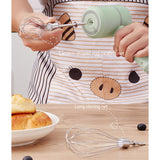 USB 2 In 1 Wireless Electric Garlic Chopper Masher Whisk Egg Beater 3-Speed Control with 2 Mixing Rods Kitchen Handheld Frother