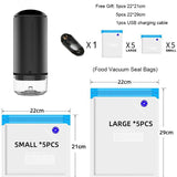 Reusable Food Vacuum Sealer Bags Sous Vide Bags with Rechargeable Handheld Vacuum Air Pump for Food Storage Kitchen Appliance