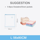 No Pump Needed Vacuum Storage Bags for Clothes Blankets Comforters Sweaters Pillows Home Compression Seal Bags Space Saver Bags