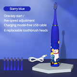 Sonic Children's Electric Toothbrush Kids 5 To 12 Years Old Cleaning Care Oral Bacteria 5 Replacement Brush Heads USB Charging