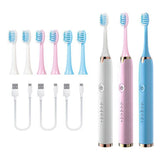 Tongwode 3PCS Sonic Electric Toothbrush IPX7 Waterproof Adult Couple Home Use Soft Bristle Replaceable Tooth Brush Heads
