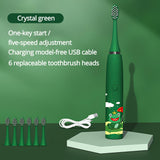 Sonic Children's Electric Toothbrush Kids 5 To 12 Years Old Cleaning Care Oral Bacteria 5 Replacement Brush Heads USB Charging